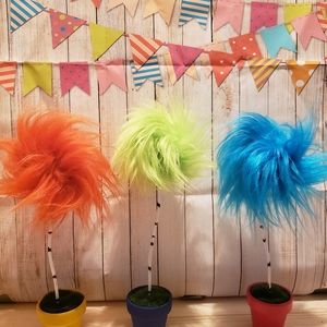 3 single Truffula trees with painted pots